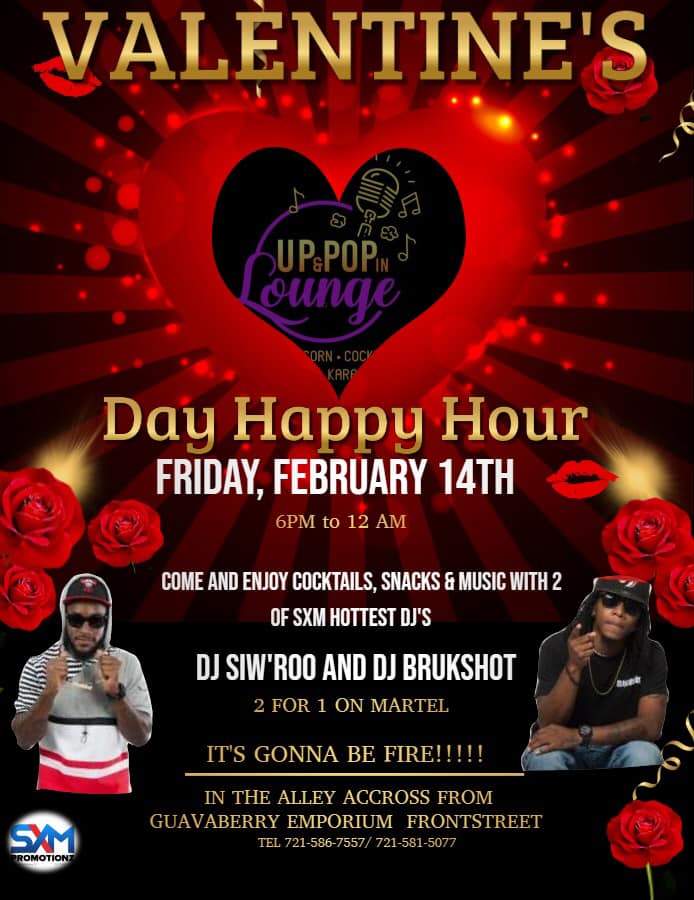 Valentines Day Happy Hour at Up Popping Lounge St Maarten Events